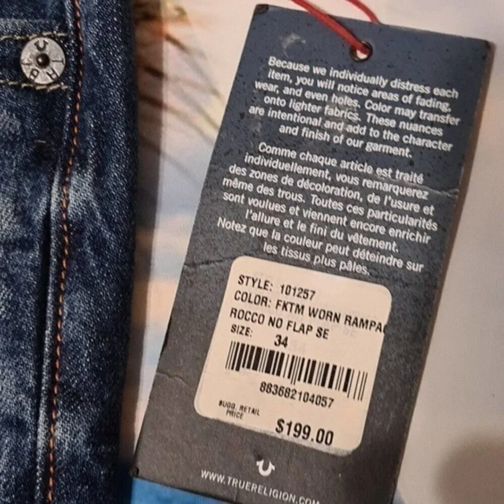 True‎ Religion Rocco Skinny Distressed Jeans Size 34 New